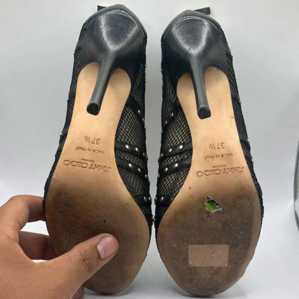 Jimmy Choo Black Mesh Studded Booties Size 37.5 - Picture 5 of 5
